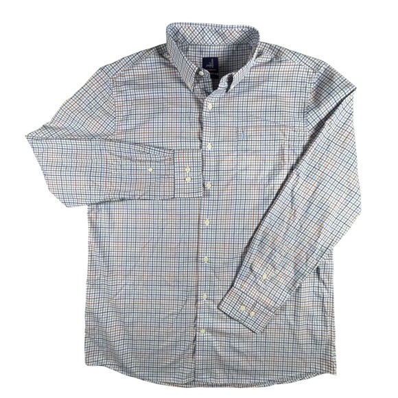 johnnie-O Other - Johnnie-O Prep-Formance Shirt Mens Large Gulf Blue Excellent Plaid JMWL3830